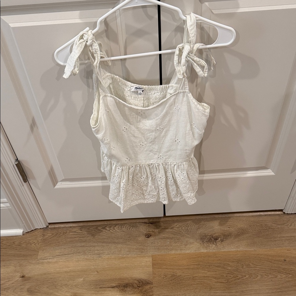 Madewell Cream Eyelet Camisole with Tie Straps